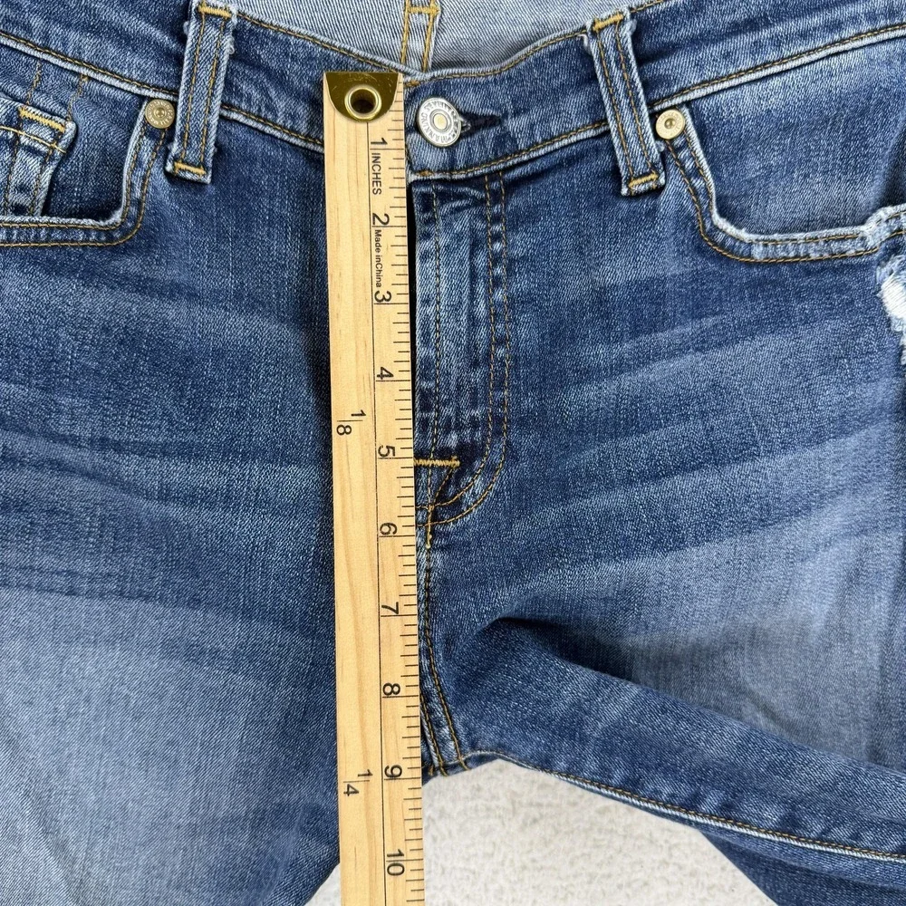 7 For All Mankind The Ankle Skinny Jeans Womens 30 Blue Distressed Stretch 30x27